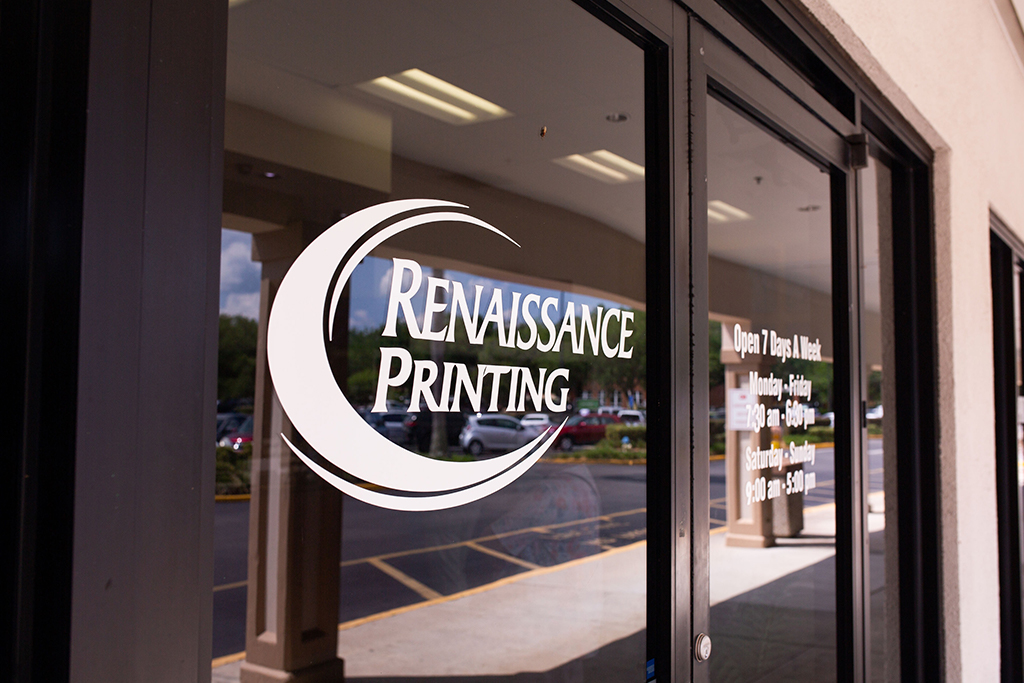 Renaissance Printing Logo on Window